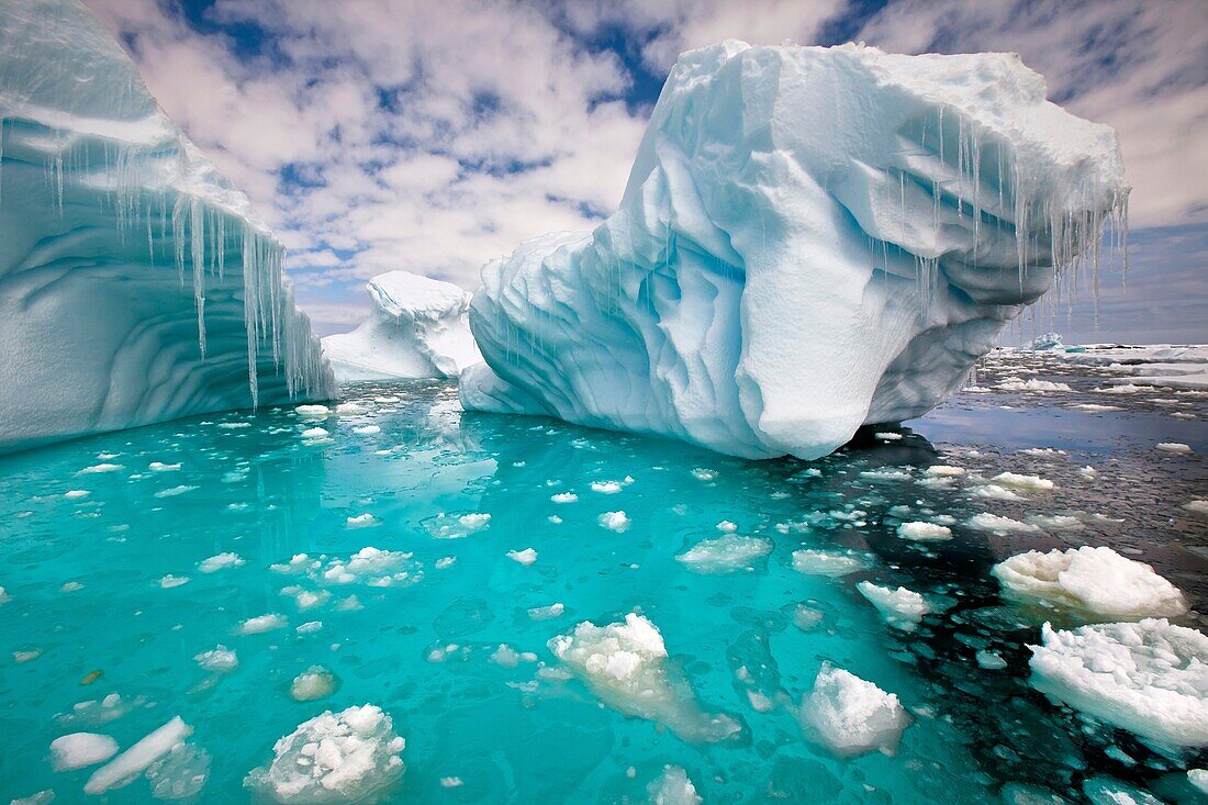 Iceberg with icicles, Penola Strait, Antarctic Peninsula.