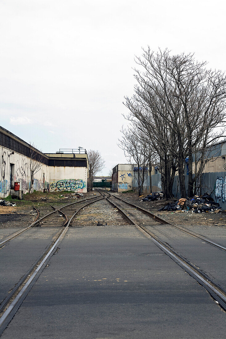 Train Tracks in Vacant Lot, Brooklyn, New York, USA