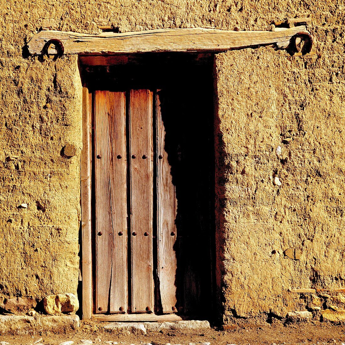 Old Door in Adobe House Mota del marqués Valladolid Spain