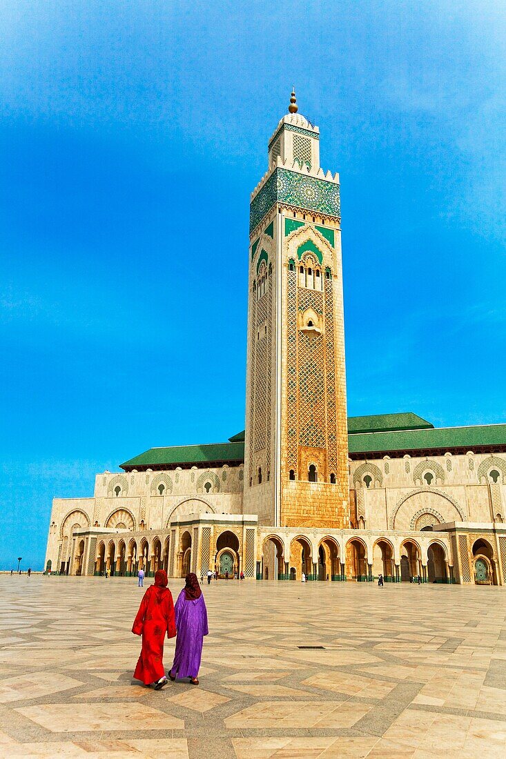 Exterior of the Hassan II mosque in Casablanca, Morocco