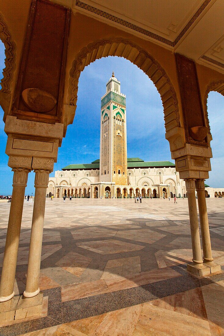 Exterior of the Hassan II mosque in Casablanca, Morocco