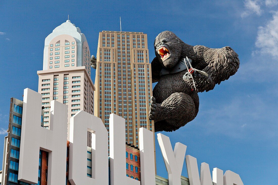 The exterior of the Hollywood Wax Museum with King Kong in Branson, Missouri, USA