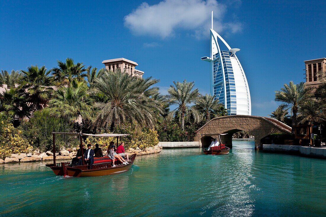 The Madinat Jumeirah and the Burj al Arab Hotel in Dubai, UAE