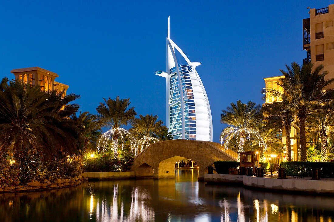 The Madinat Jumeirah and the Buj al Arab Hotel in Dubai, UAE