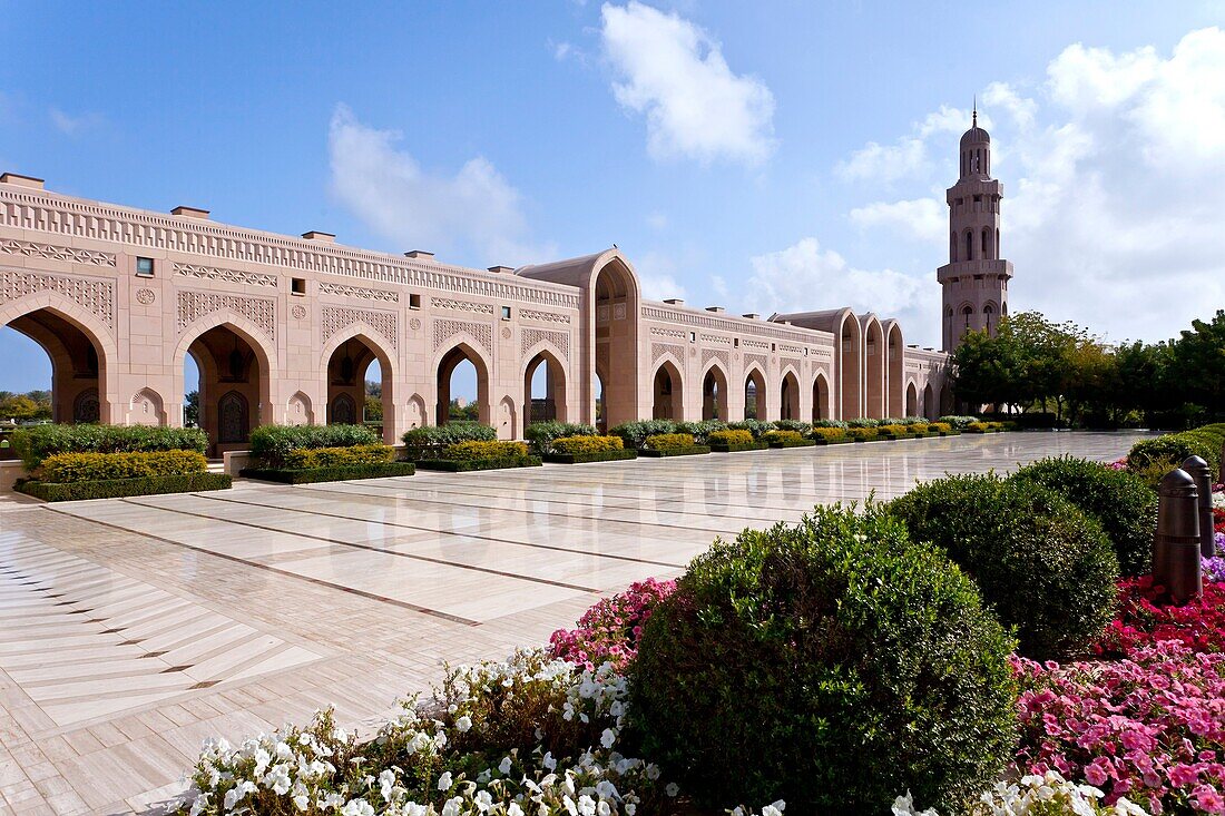 Grand Mosque buildings with minaretes in Muscat, Oman