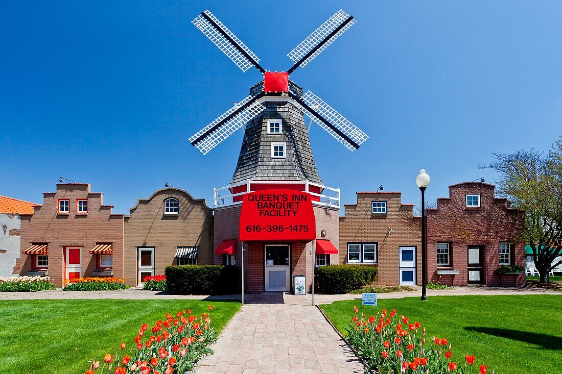 Architecture and shops of the Dutch Village tourist attraction in Holland, MIchigan, USA