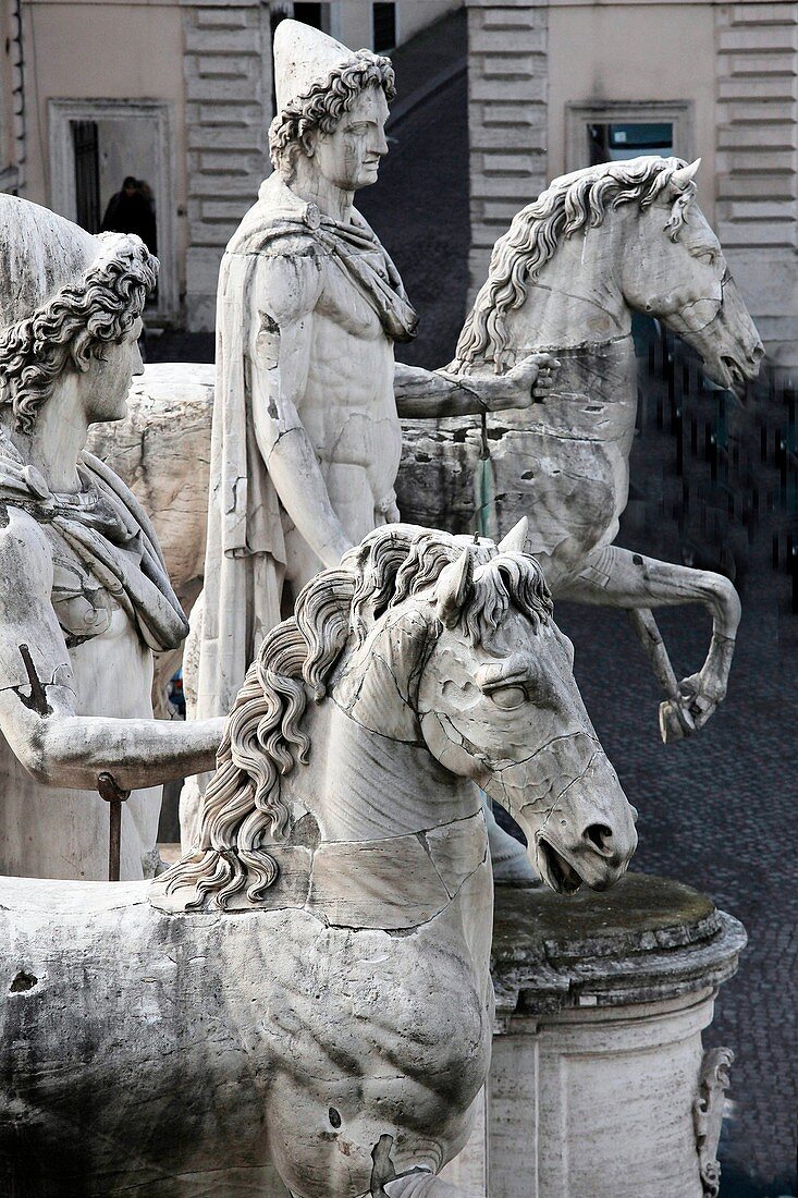 Rome  The statues of Castor and Pollux at the Piazza Campidoglio