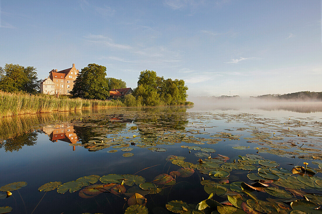 Lake Ulrichshusen, Ulrichshusen castle, Ulrichshusen, Schwinkendorf, Mecklenburg-Western Pomerania, Germany