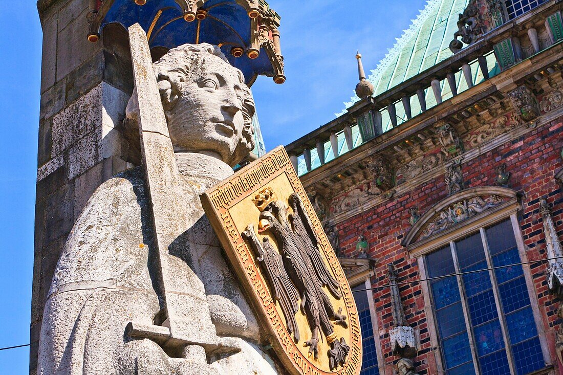 Close up of the Roland statue, Bremen, Germany, Europe