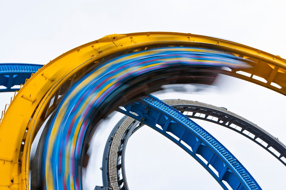 Roller coaster ride at the annual fair in Bremen, Germany, Europe