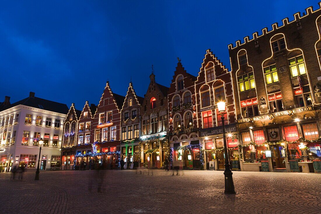 The Markt, Market Square, Bruges, Brugge, West Flanders, Flemish Region, Belgium, Winter.