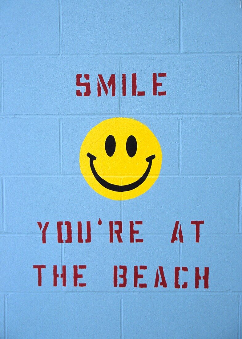 Smile your at the beach painted on a wall located in the New Hampshire USA