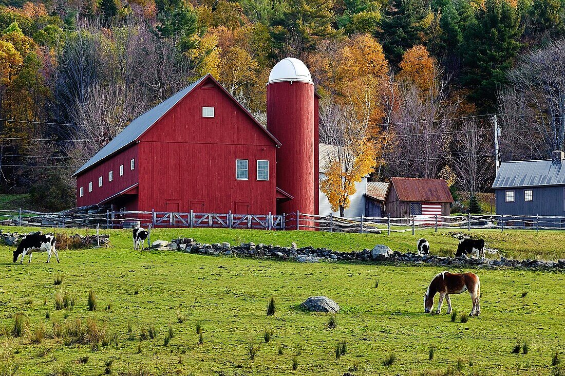 Rustic red barn, Vermont, VT, USA