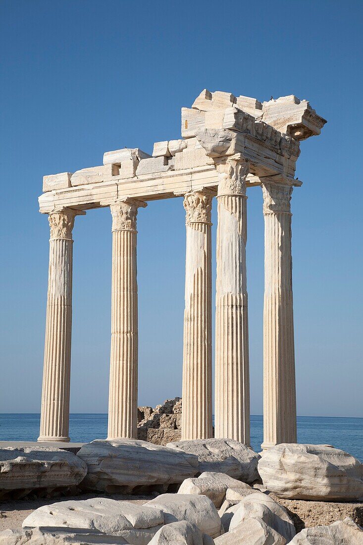 temple of apollo, side, anatolia, mediterranean coast, turkey, asia