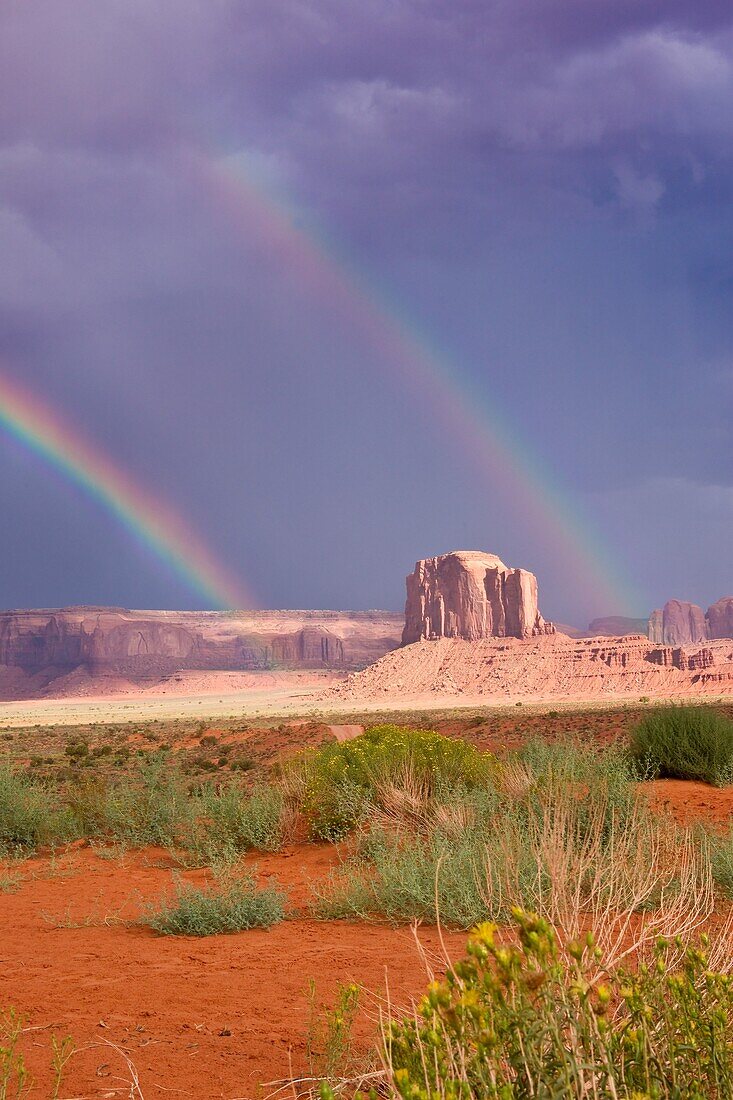 Double rainbows over Monument Valley, Navajo Nation, USA