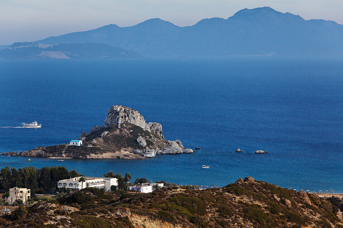 Blick auf Agios Stefanos und die Halbinsel Kefalos, Kos, Dodekanes, Griechenland, Europa