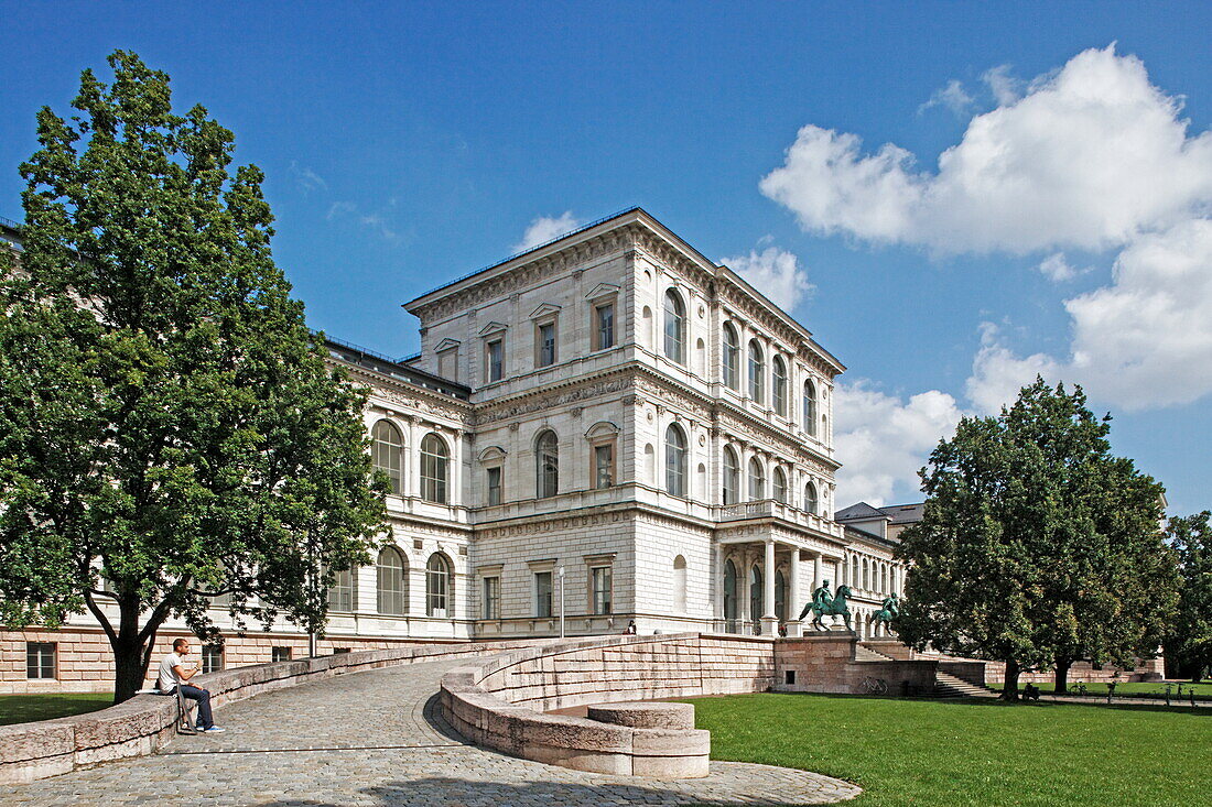 View of the academy of art, Akademiestrasse, Maxvorstadt, Munich, Upper Bavaria, Bavaria, Germany, Europe