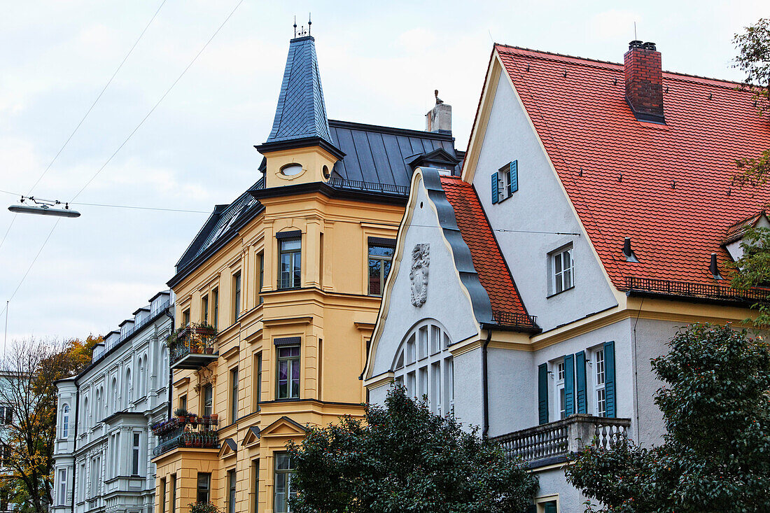 Historic residential houses in Giselastrasse, Schwabing, Munich, Upper Bavaria, Bavaria, Germany, Europe