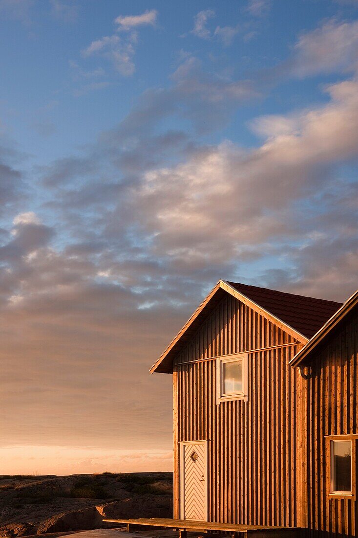 Boat house at sunrise, Bohuslän, Sweden