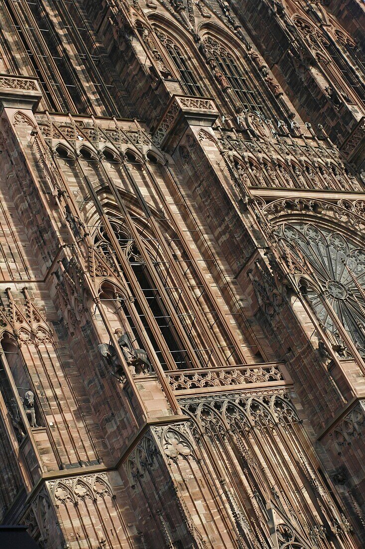 France Alsace Strasbourg Notre Dame Cathedral Gothic church facade detail