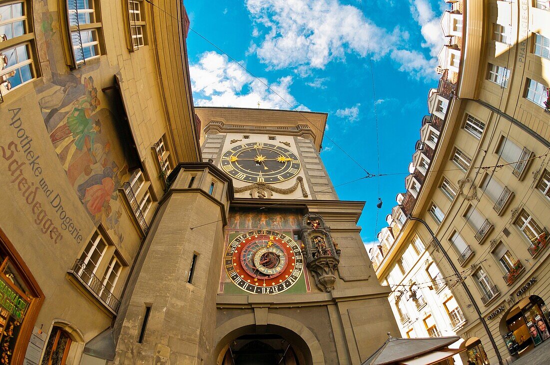 Astronomical clock built between 1527 and 1530 by Caspar Brunner, The Clock Tower Zytglogge, Bern, Canton Bern, Switzerland