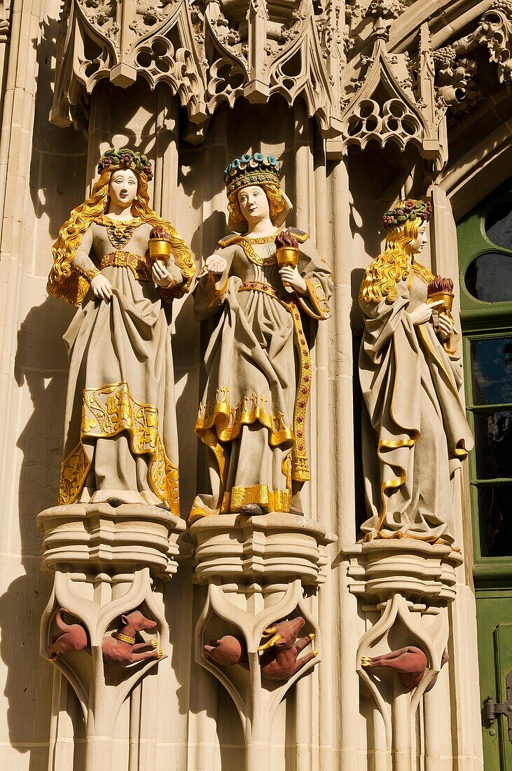 Statues at the entrance to the Munster Cathedral of Bern, Bern, Canton Bern, Switzerland
