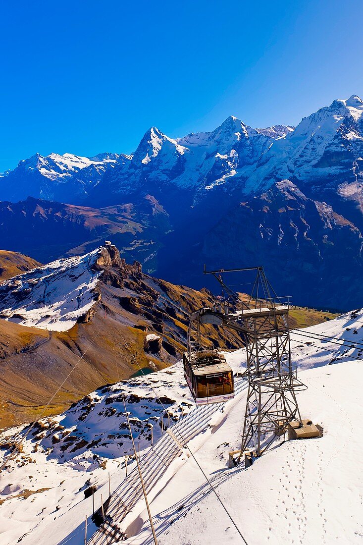 View from Piz Gloria atop the Schilthorn in the Swiss Alps, Canton Bern, Switzerland