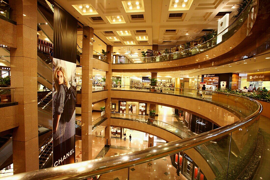 Interior view of Takashimaya Shopping Center, the region´s largest shopping mall on Orchard Road, Singapore