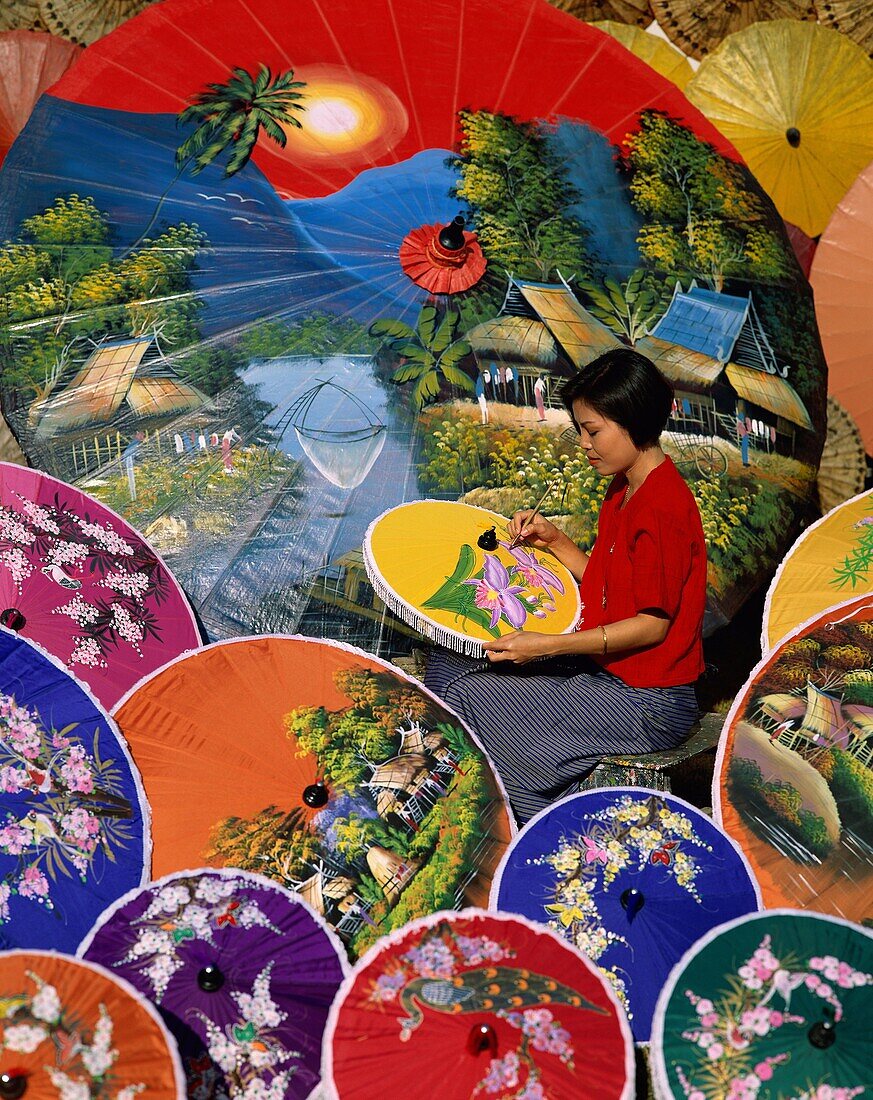 artisan, Asia, Asian, Chiang Mai, crafts, outdoors, . Artisan, Asia, Asian, Chiang mai, Crafts, Holiday, Landmark, Outdoors, People, Thailand, Tourism, Travel, Umbrella, Vacation, Wo