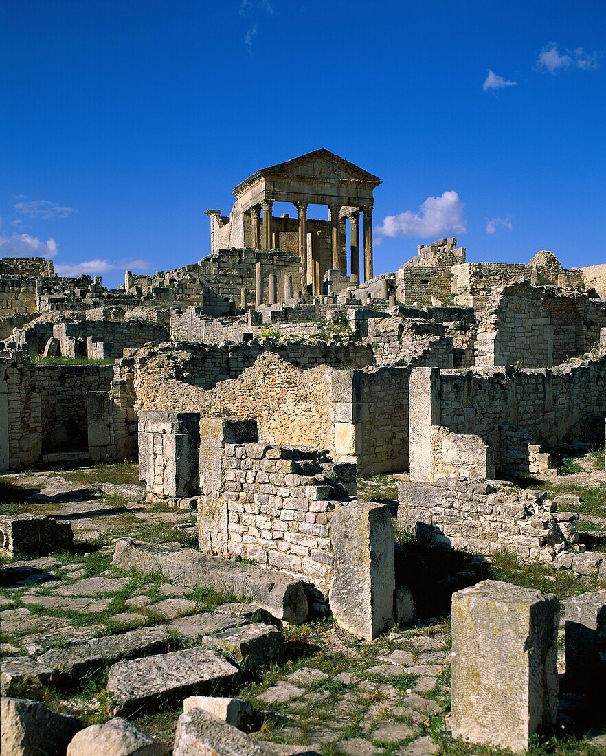 Africa, architecture, Dougga, Roman, ruins, Tunisia. Africa, Architecture, Dougga, Holiday, Landmark, Roman, Ruins, Tourism, Travel, Tunisia, Vacation, World travel