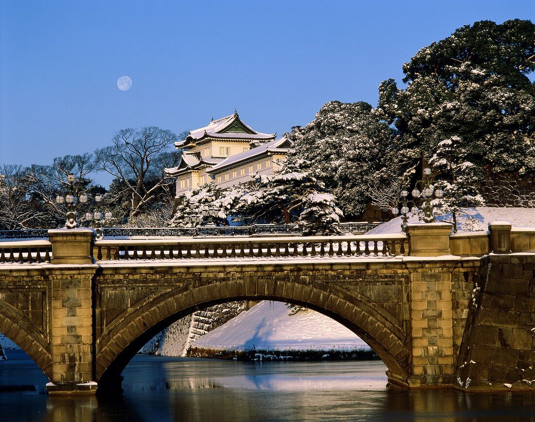 bridge, castle, imperial, imperial palace, Japan, A. Asia, Bridge, Castle, Holiday, Imperial, Imperial palace, Japan, Landmark, Palace, Snow, Tokyo, Tourism, Travel, Vacation