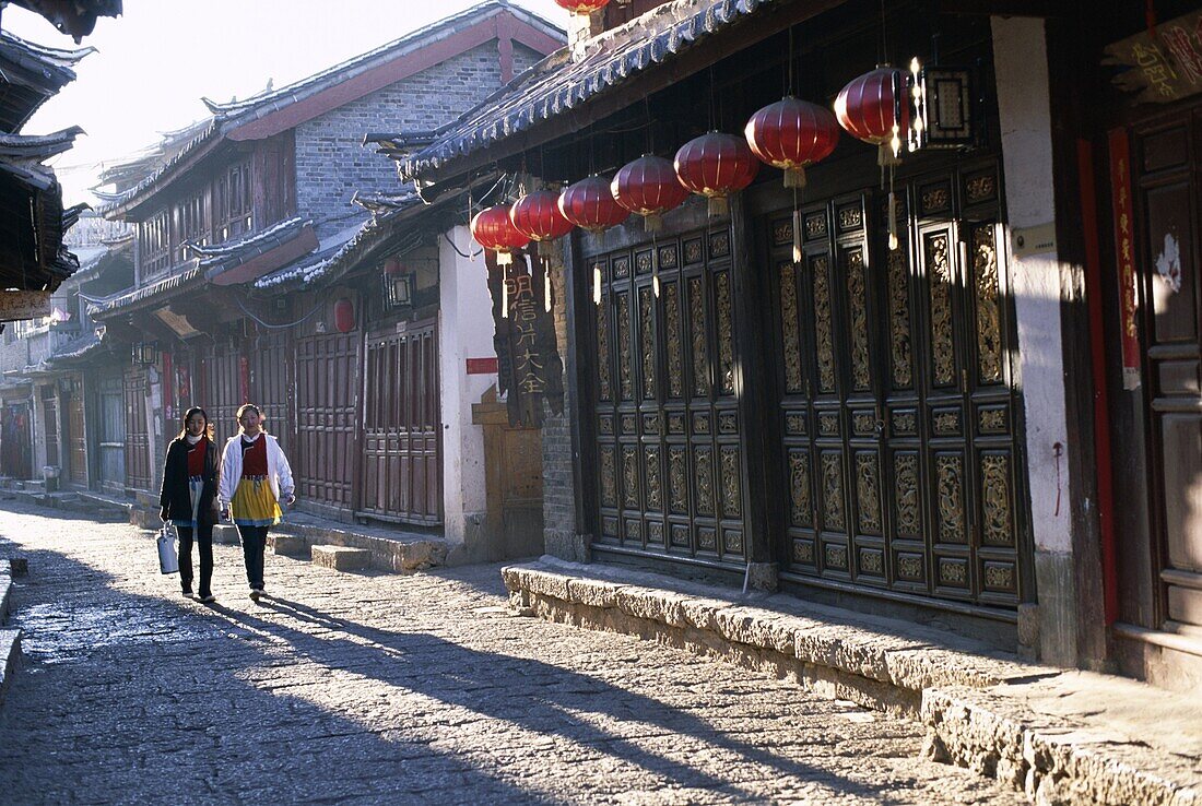 China, Asia, Lijiang, Narrow Streets and Old Wooden. And, Asia, Buildings, China, Heritage, Holiday, Landmark, Lijiang, Narrow, Old, Old town, Province, Street scene, Streets, Touri