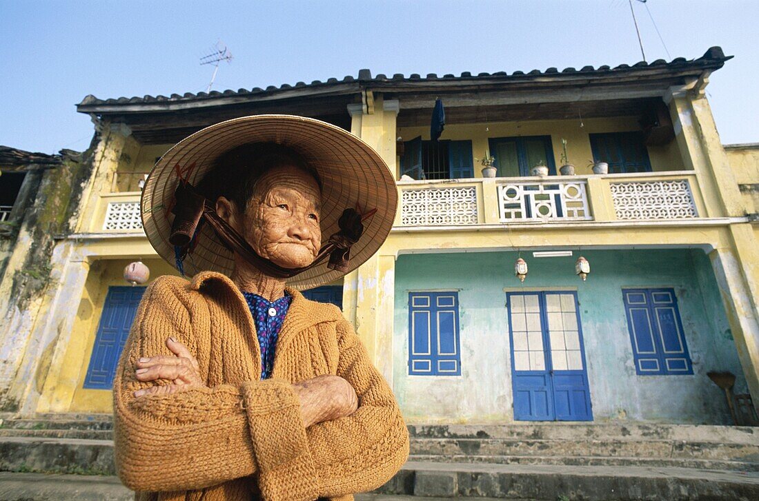 Elderly Woman, Hoi An, Model Released, Street Scene. Architecture, Asia, Elderly, Heritage, Hoi an, Holiday, Landmark, Model, Released, Street scene, Tourism, Traditional, Travel, U
