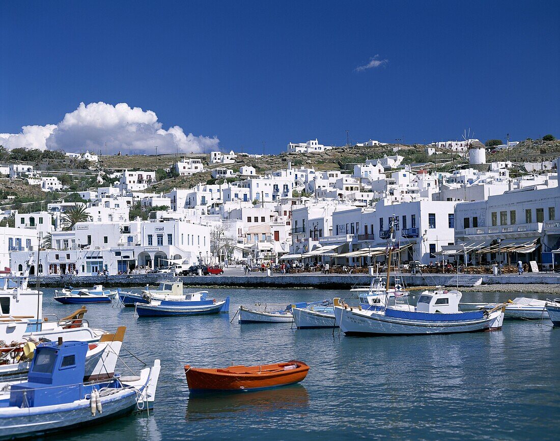 Cyclades Islands, Greece, Mykonos, Town View, . Cyclades, Greece, Europe, Holiday, Islands, Landmark, Mykonos, Tourism, Town, Travel, Vacation, View