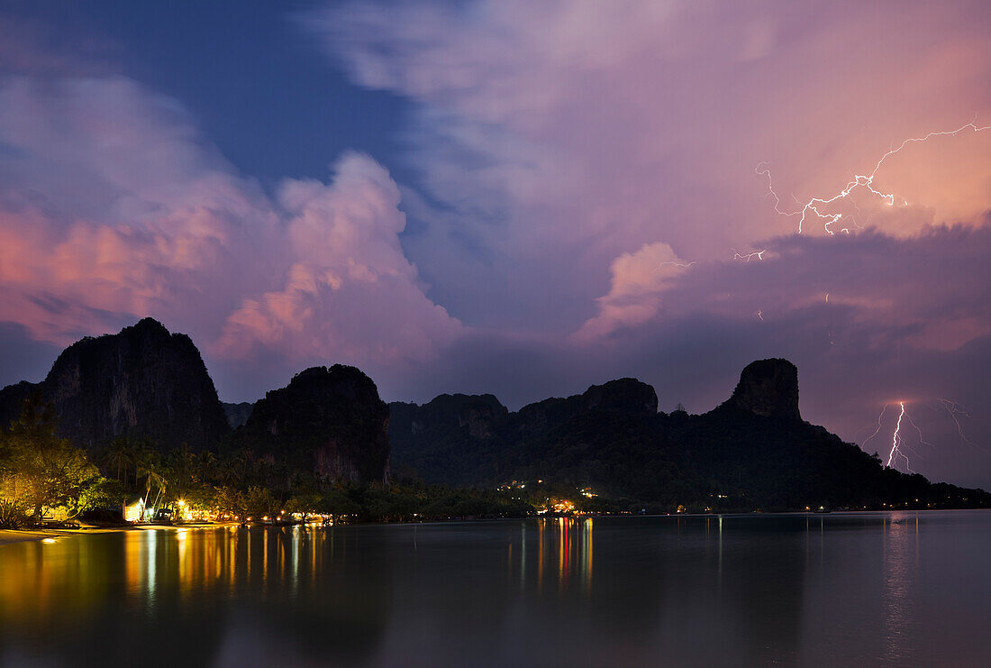 Thunderstorm on the Railey East Beach, Ao Nang, Krabi, Thailand