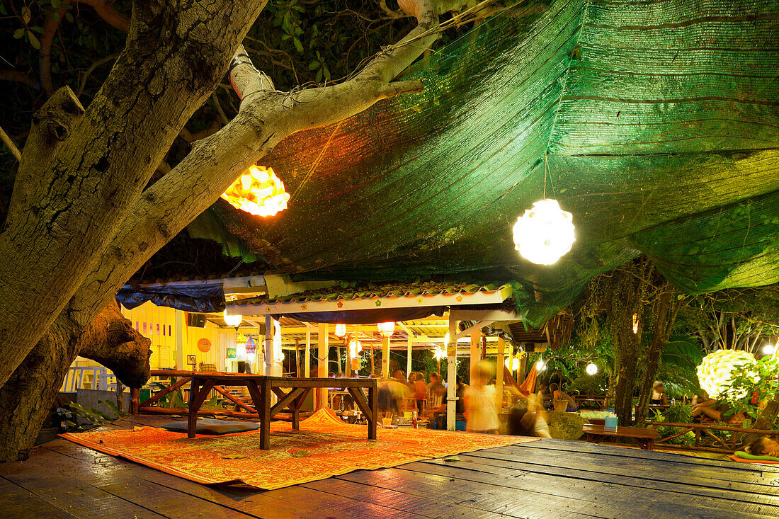 Interior Desing of the Tree House Bungalows Restaurant, Thong Reng Beach, Koh Phangan Island, Thailand