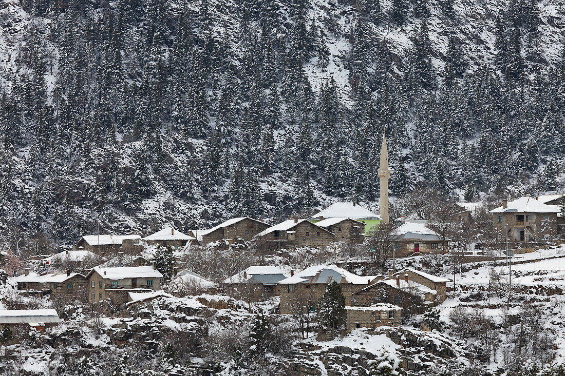 Madenli area covered with snow, Anatolia, Turkey