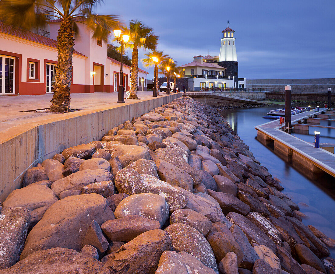 Lighthouse in  Sa da Piedade harbour, waterfront, Ponta de Sao Lourenço, Madeira, Portugal