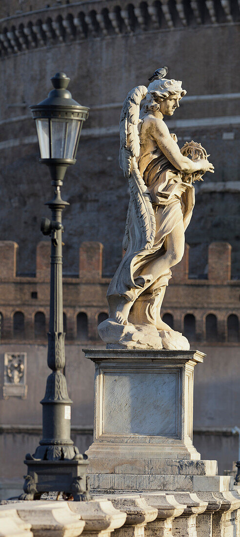Statues on Ponte Sant'Angelo, Bridge of Hadrian, Rome, Lazio, Italy