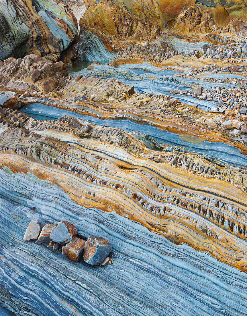 Rock structures, Playa del Silencio, Cudillero, Asturias, Green Spain, Spain