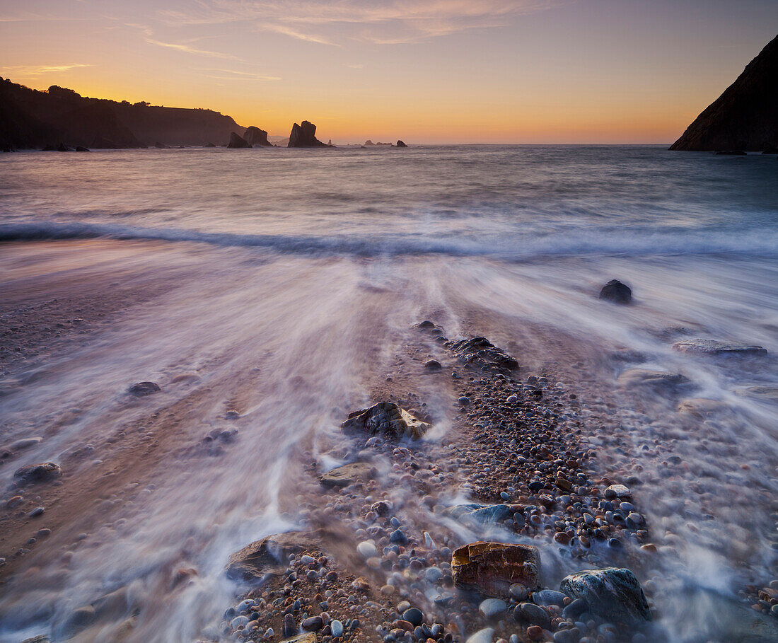 Swell waves at Playa del Silencio, Cudillero, Asturias, Green Spain, Spain