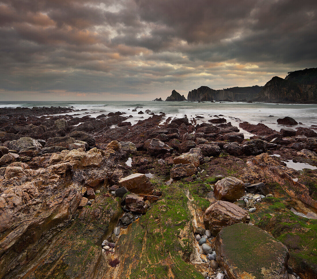 Coast scenery near Santa Marina, Asturias, Green Spain, Spain