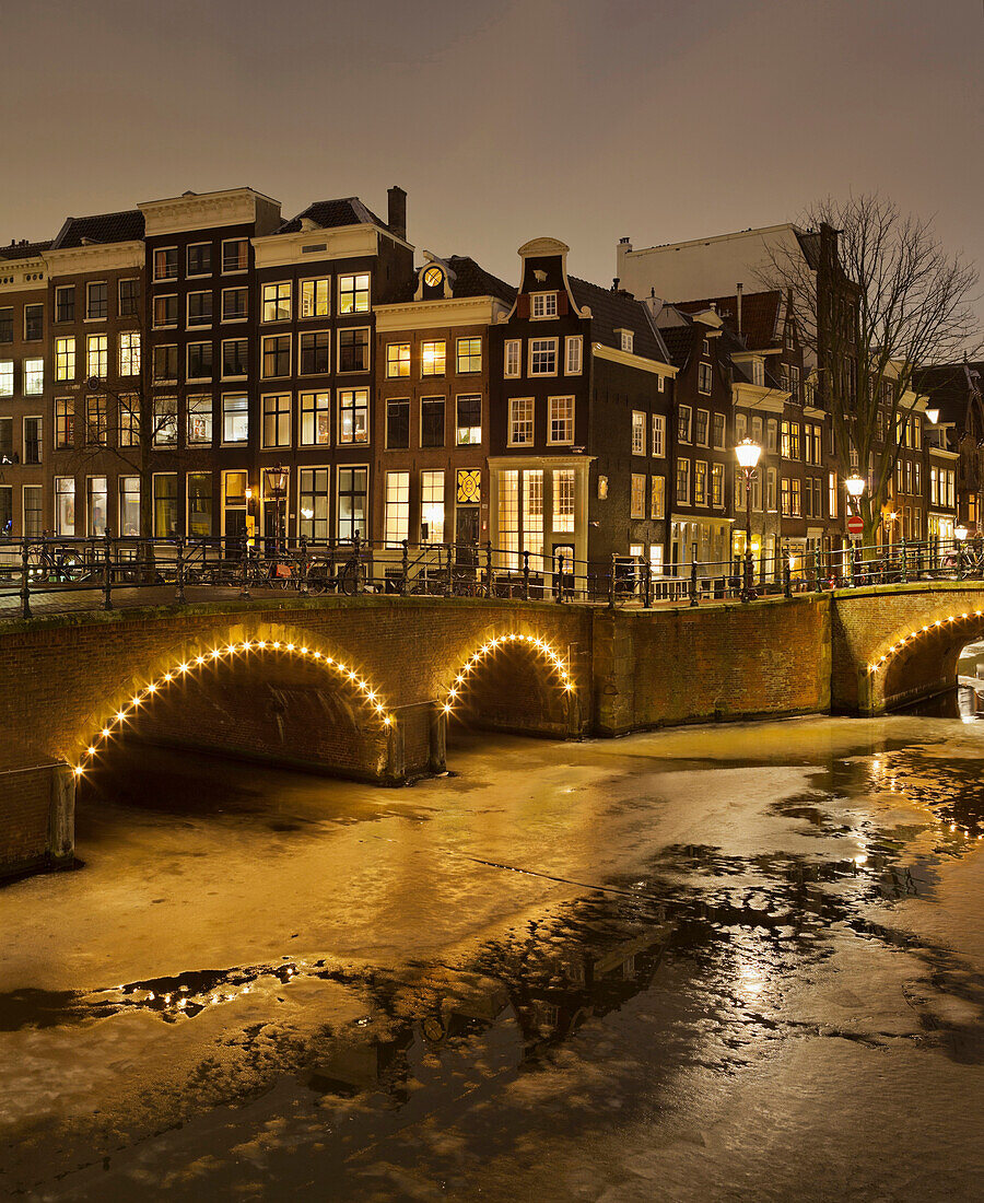 Keizersgracht canal in winter, Amsterdam, North Holland, Netherlands