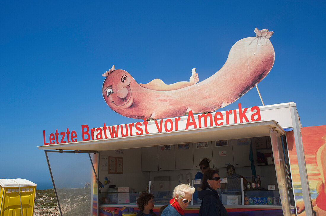 German sausage stall, Cabo de Sao Vicente, Algarve, Portugal, Europe