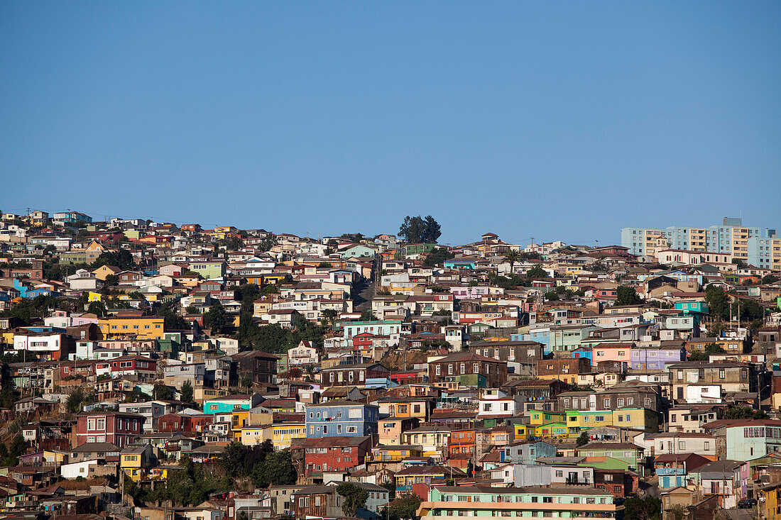 Colorful houses on hillside, Valparaiso, Chile, South America