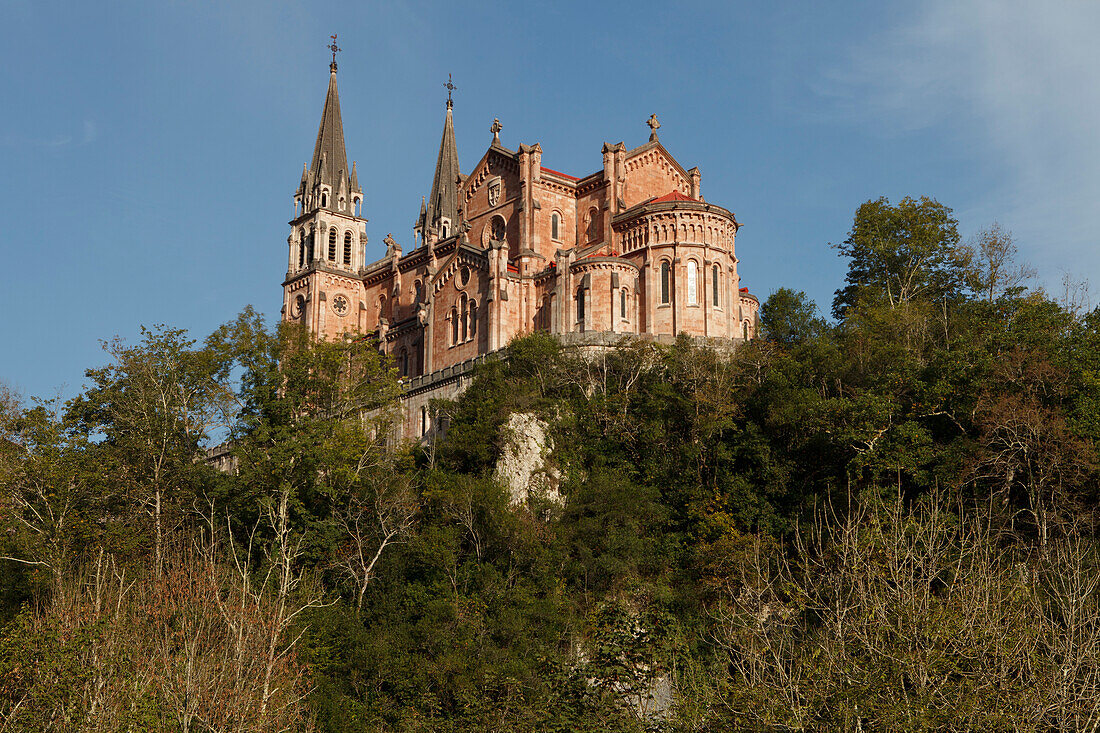 Basilica de Santa Maria la Real, Basilica, church, 19th. century, Covadonga, place of pilgrimage, near Cangas de Onis, Picos de Europa, province of Asturias, Principality of Asturias, Northern Spain, Spain, Europe