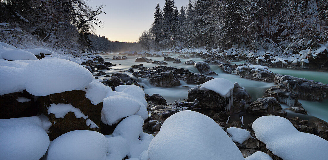 Icy Enns river at National Park Enns, Ennstal Alps, Styria, Austria, Europe