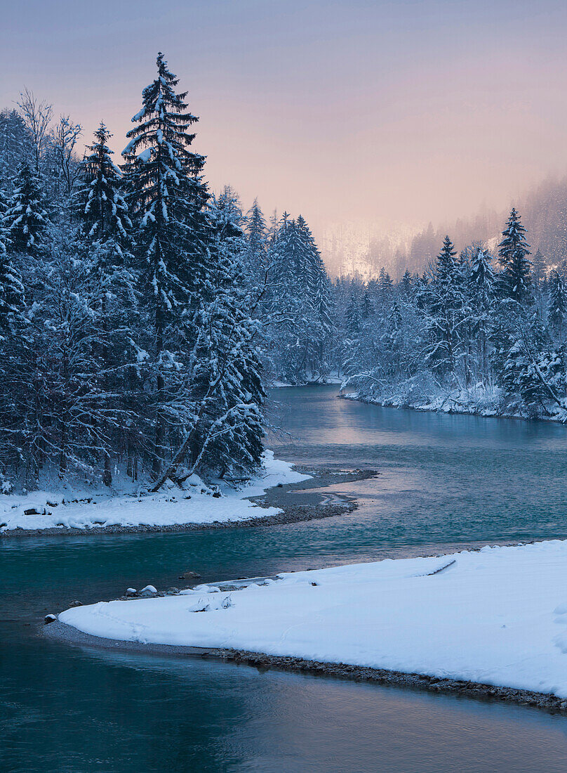Der Fluss Enns im Ennstal im Winter, Nationalpark Gesäuse, Ennstaler Alpen, Steiermark, Österreich, Europa