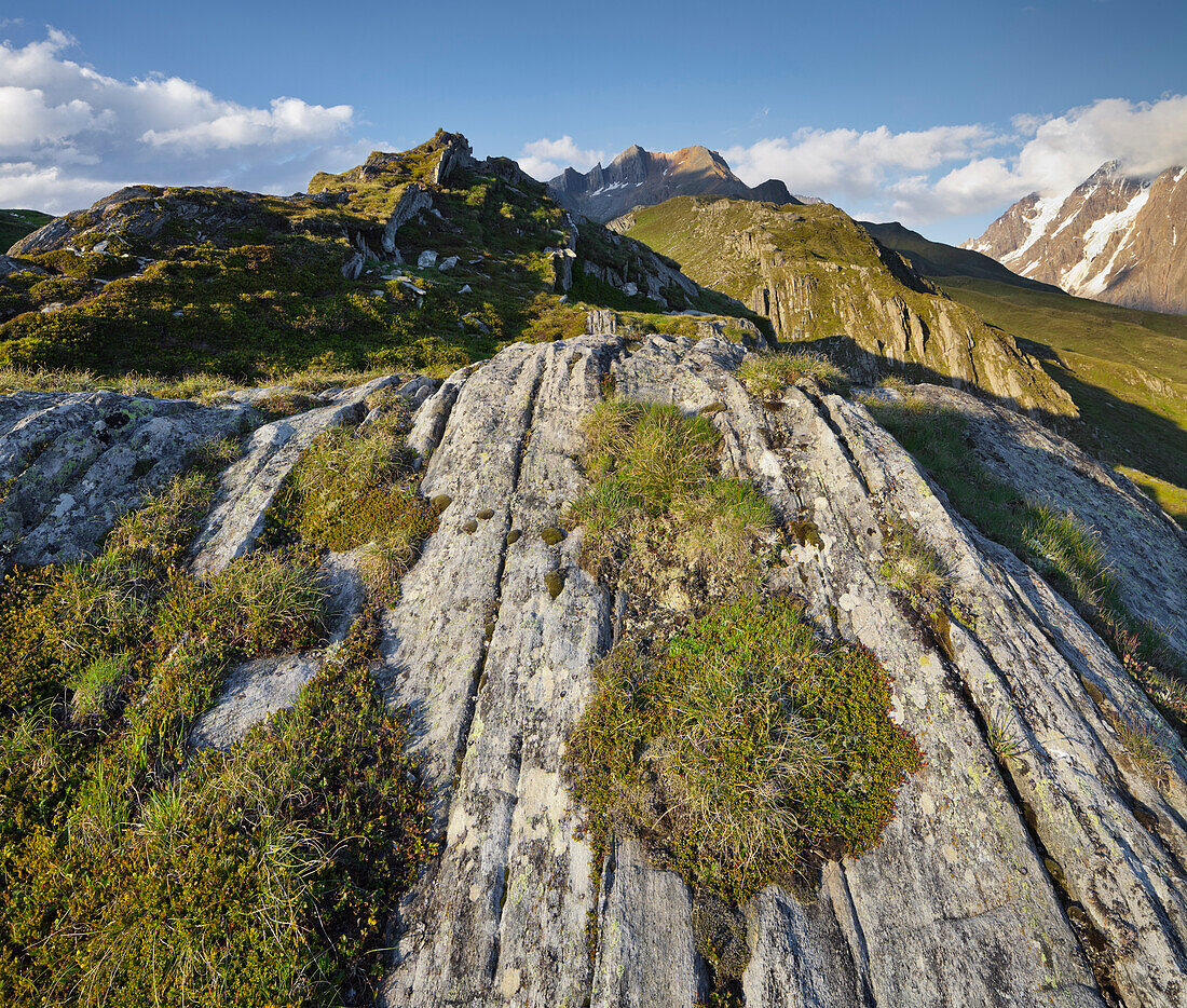 Rock formation at Pfitscher Joch, Zillertal Alps, Tyrol, Austria, Europe