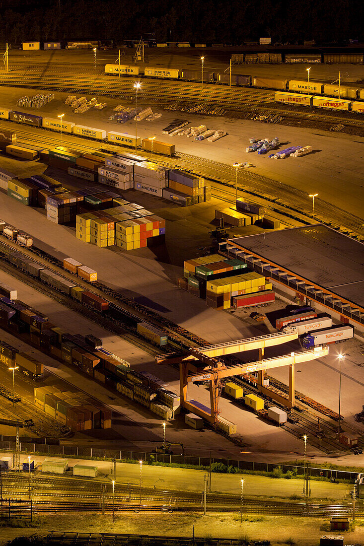 Containers at the station Villach Sued in the evening, Villach, Carinthia, Austria, Europe